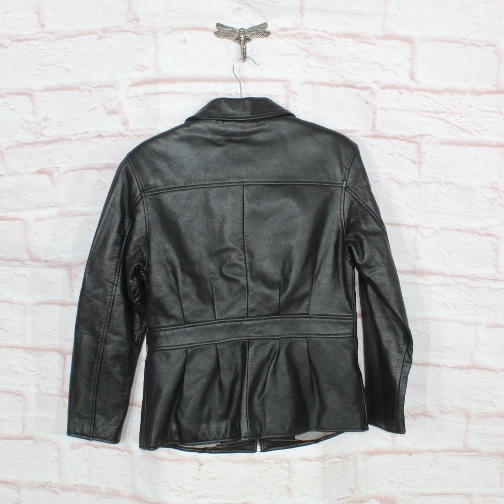 Wilsons Black Nylon Lined Zip Up Insulated Genuine Leather Jacket Size M - Picture 4 of 12